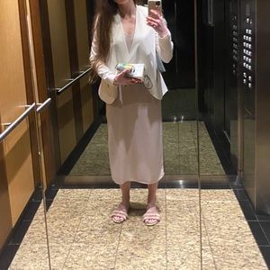 Tan satin maxi camisole dress